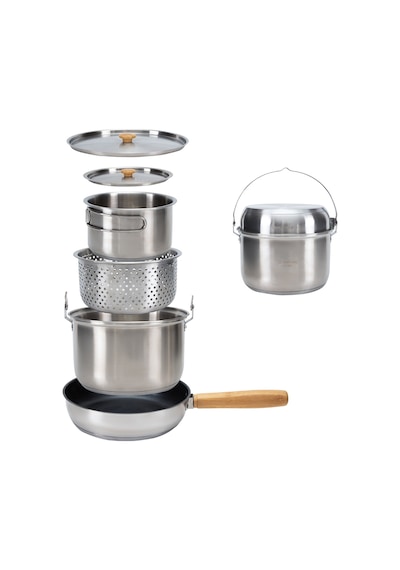 Kingcamp Cookware Set Paslanmaz Çelik Kamp Tencere Seti Gri