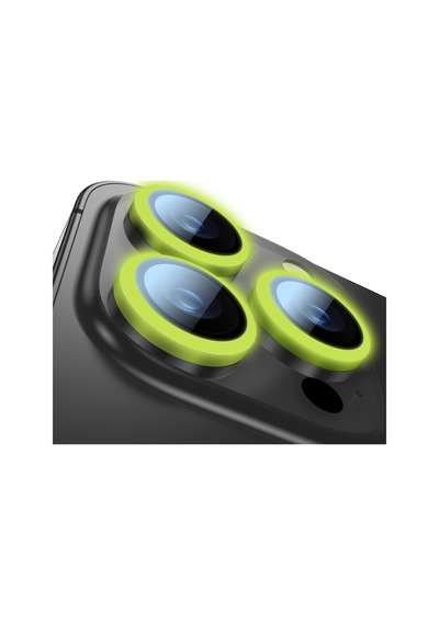 Buff Apple Uyumlu iPhone 15 Pro Max / 15 Pro Neon Metal Lens Koruyucu Yeşil