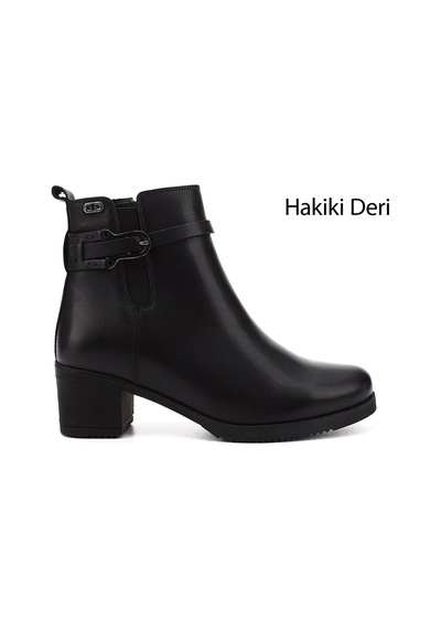 Gönderi(R) Gönderi R Kadın Siyah Fermuarlı Kalın Topuklu Hakiki Deri Bot Dkzb61351464 Siyah