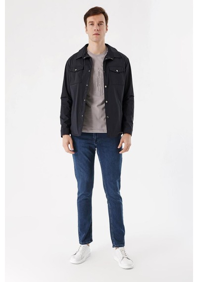Slim Fit Çıt Çıt Kapamalı Yan Ve Üstten Kapak Cepli Astarlı Ince Baharlık Mont 001
