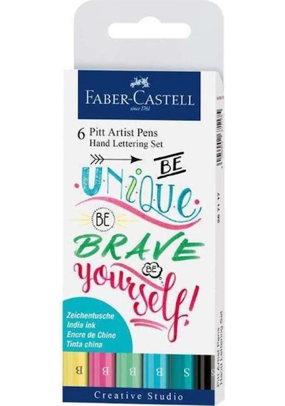 Faber-Castell Pitt Artist Pen Fırça Uçlu El Yazısı Seti 6'lı, Suya Dayanıklı