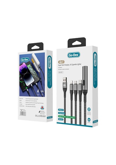 Go-Des Lightning Apple iPhone Uyumlu &type-c&micro Usb Ultra Hızlı Şarj Kablosu Gd-uc321 4in1 Çakmak Özellikli