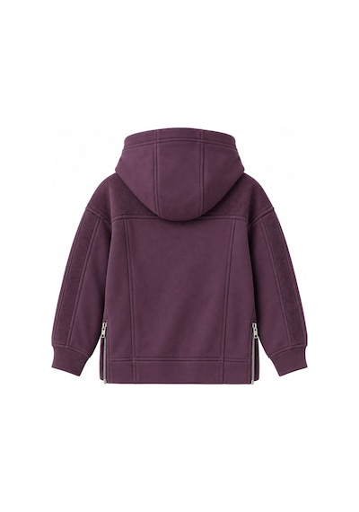 Luess Kız Çocuk Mürdüm Kapüşonlu Fermuar Detaylı Sweatshirt Mor