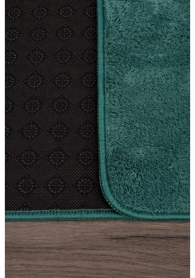 Relax Petrol Yeşili 80x150 + 50x80 Cm Büyük Boy 2'li Banyo Halısı Paspası Seti Kaymaz Klozet Takımı Yeşil