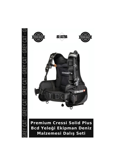 Premium Cressi Solid Plus Bcd Yeleği Ekipman Deniz Malzemesi Dalış Seti Çok Renkli