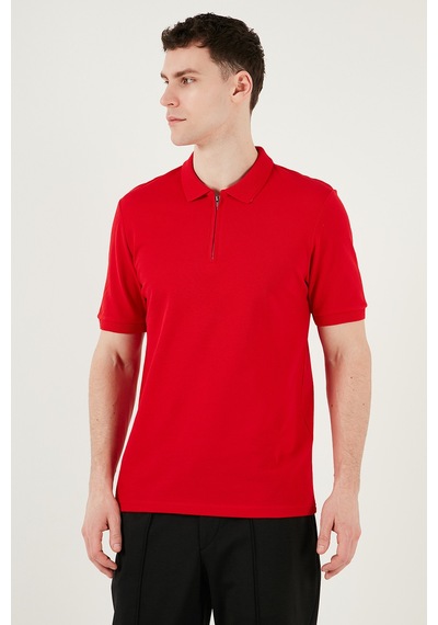Buratti Pamuklu Regular Fit Yarım Fermuarlı Erkek Polo Yaka T Shirt 5903008 Kırmızı