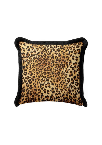 Leopar Desenli Saçaklı Yastık Kılıfı-safari Dokulu Siyah Gold Bohem Püsküllü Kırlent Kılıfı Açık Sisli Lime