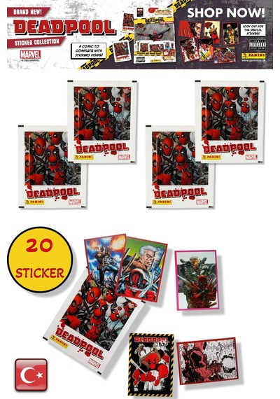 4 Paket - Marvel Deadpool Çıkartma Paketi Panini Lisanslı Ürün 20 Stıcker