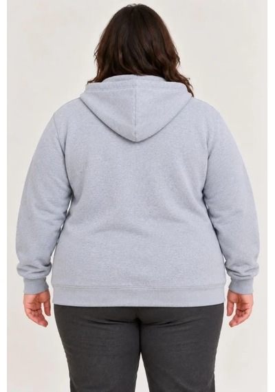 Defymoda Battal Büyük Beden Üç İplik İçi Şardonlu Kapüşonlu Tam Fermuarlı Kışlık Sweatshirt - Gri Defymoda Battal Büyük Beden Üç İplik İçi Şardonlu Kapüşonlu Tam Fermuarlı Kışlık Sweatshirt - Gri