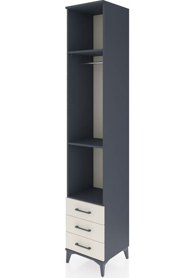 Hyperion Dolap 3 Raflı 3 Çekmeceli Tek Askılı 44x44x243 Antrasit-aytaşı Antrasit
