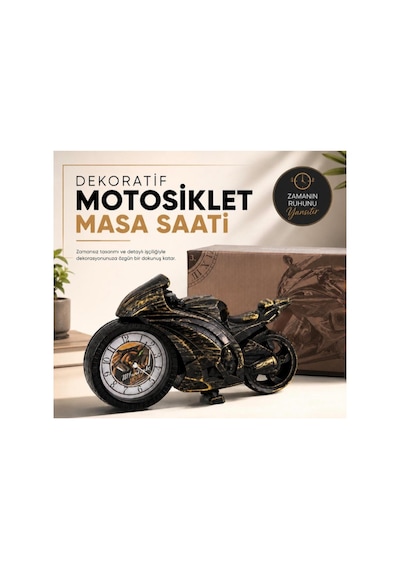 Zvnm Motosiklet Tasarımlı Masa Saati - Dekoratif Hediyelik - Dayanıklı Malzeme Zcv12 Diğer