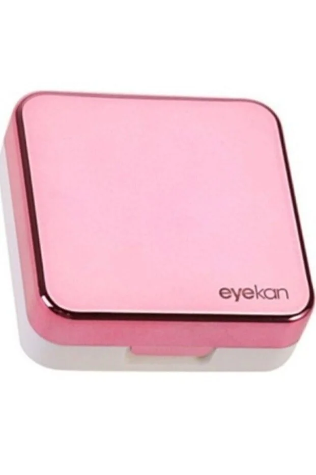 Aynalı Lens Kutusu - 5 Parça Pratik Seyahat Seti Pembe