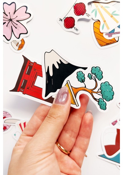 Japon Temalı Kültürel 42 Adet Sticker Paketi Japonya Laptop Termos Telefon Etiket Seti