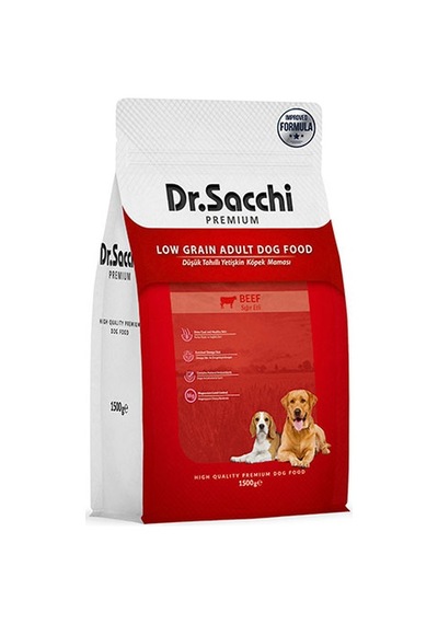 Dr. Sacchi Premium Sığır Etli Düşük Tahıllı Yetişkin Köpek Maması 1500 G