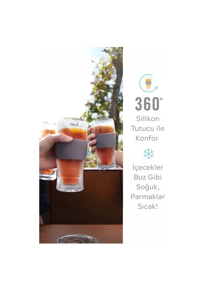 Çift Cidarlı 470 Ml Dondurulabilir Soğuk İçim Meşrubat Bira Kokteyl Buzluk Bardak Mıt1345 Şeffaf