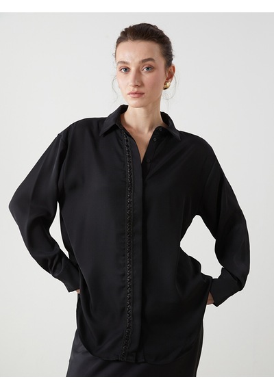 Lcwaıkıkı Classic Siyah Oversize Aerobin Kadın Gömlek Tunik