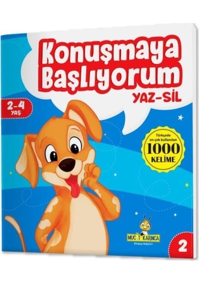 Konuşmaya Başlıyorum Serisi (türkçe'de En Çok Kullanılan 1000 Kelime) (2-4 Yaş) Yaz-Sil Kitaplar
