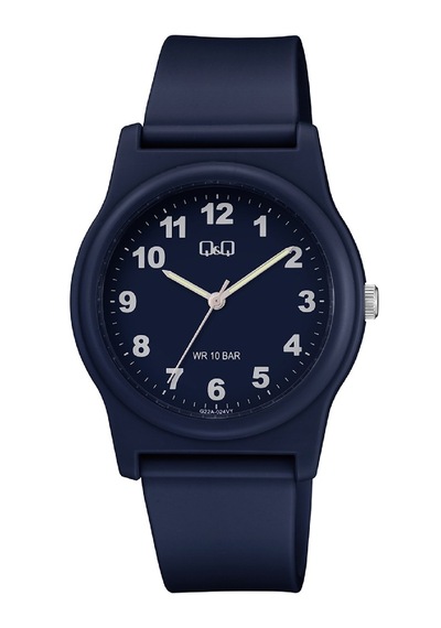 Q&q Qcg2224 Koyu Lacivert Rakamlı Silikon Kordonlu 38 Mm Su Geçirmez Unisex Kol Saati