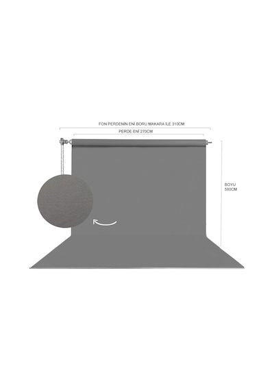 Hs Stüdyo Teknik 270x580cm Gri Fon Perde Seti