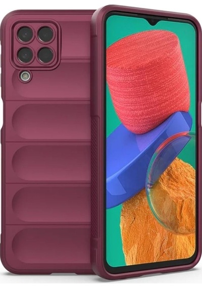 Samsung Galaxy M33 Uyumlu Silikon Kılıf - Kamera Korumalı Esnek Yeni Nesil Airbag Kapak -Bordo