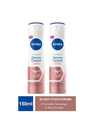 Nivea Derma Control Clinical Kadın Sprey Deodorant 2 x 150 ML