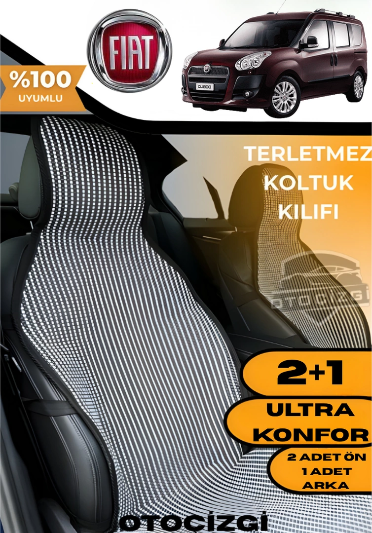 Fiat Doblo Uyumlu Siyah Kilim Tipi Terletmez Koltuk Kılıfı 2+1 Ultra Konfor Seti