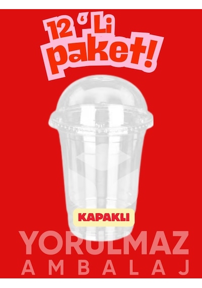 400 Cc Kapaklı Plastik Bardak Sızdırmaz, Dayanıklı Ve Pratik Kullanım 12 Li Kahverengi
