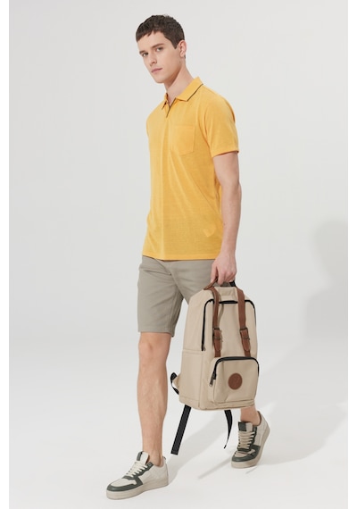 Ac&Co / Altınyıldız Classics Erkek Hakı Slim Fit Dar Kesim 5 Cep Armürlü Şort