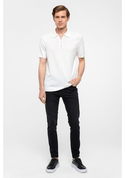 Süvari Beyaz Regular Düz Polo Yaka Triko Tşört -38341 Beyaz