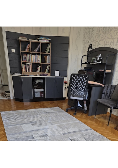 Elvey Home Bambu Gri Doğal Gerçek Bambu Kadife İnce Sık Dokuma Özel Kesim Salon Koridor Oturma Odası Halısı Gri