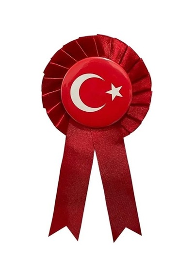 Fiyonklu Rozet Bayraklı - 5 Adet Kırmızı