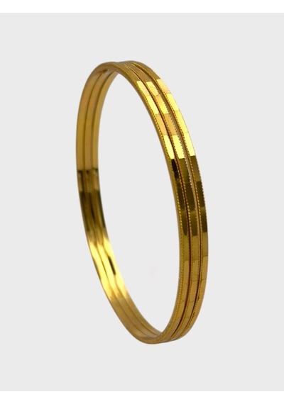 Arnes Jewelry Çelik 22 Ayar Altın Kaplama Desenli Ajda Bilezik - 3 Adet 20 Cm Ar627nes Gold