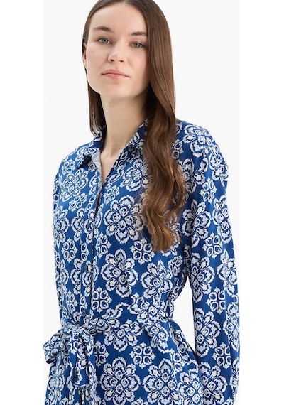 Defacto Relax Fit Desenli Viskon Uzun Kollu Tunik D9753ax25smnv30 Lacivert