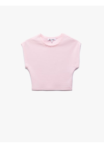 Koton Bisiklet Yaka Kolsuz Modal Karışımlı Slim Fit Crop Kadın Tişört Pembe 5sal10053ık Gül