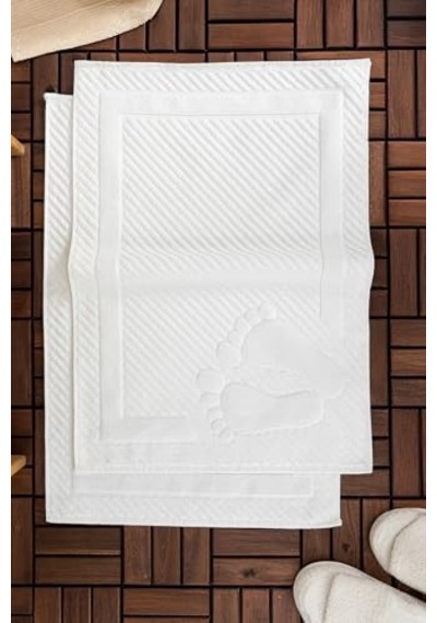 Leoline%100 Pamuk Premium 2'li Ayak Havlusu - Beyaz, F2488 Çok Renkli