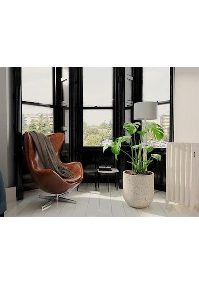Nuano Consept Geven Serisi Yuvarlak Saksı Koyu Gri 60x60