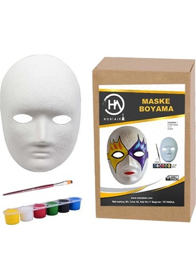 Maske Boyama Seti. Eğitici Maske Boyama. 6 Lı Boya Maske ve Fırça