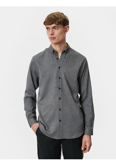 Koton Slim Fit Gömlek Klasik Yaka Uzun Kollu Düğmeli Antrasit 4sam60023hw Antrasit