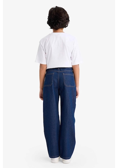 Defacto Erkek Çocuk Wide Leg Düz Paça Jean Pantolon F9384a826smnm34 Mavi-nm34