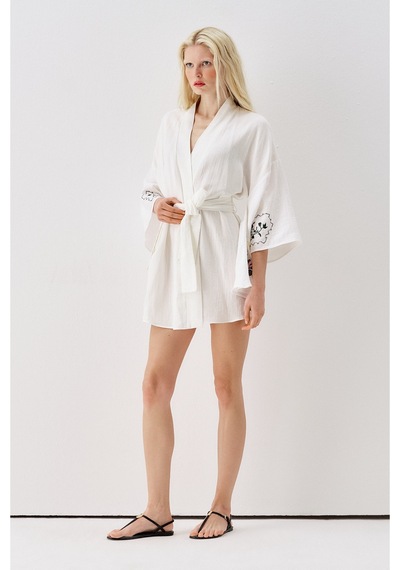 Sagaza Studio Ss6185 Desenli Kimono Pembe