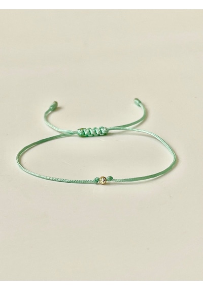 14 Ayar Dorika Toplu Rengarenk Altın Bileklik Gold Bracelet İpli Altın Bileklik Gümüş - Beyaz