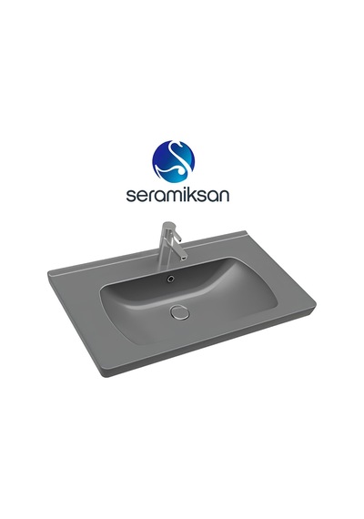 Seramiksan Saturn A142021K Etajer Uyumlu Lavabo Mat Antrasit 80 CM