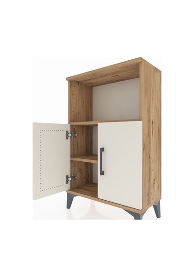 Arges Komodin 2 Raflı 2 Kapaklı 60x30x96 Çam-aytaşı Çam
