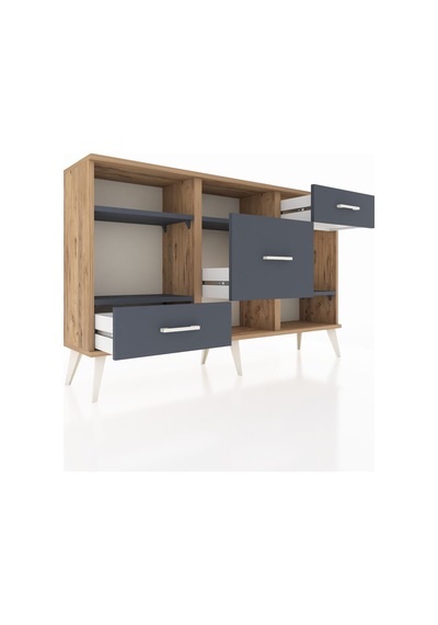Arges Konsol 4 Raflı 3 Çekmeceli 132x30x83 Çam-antrasit/antrasit Antrasit/antrasit Arges Konsol 4 Raflı 3 Çekmeceli 132x30x83 Çam-antrasit/antrasit Antrasit/antrasit