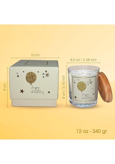Candle Doğum Günü Hediyesi, Ahşap Ve Baharatlı Sandal Ağacı Kokulu, Doğal Bio Balmum, 135 Gr Kokulu Mum, 40 Diğer
