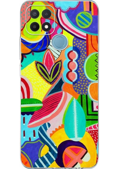 Oppo A15 İle Uyumlu Retro Color 6 Kamera Korumalı Şeffaf Kılıf Şeffaf