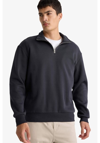 DeFacto Comfort Regular Fit Rahat Kalıp Fermuarlı Dik Yaka Basic Düz Sweatshirt X7405AZ25SPAR214