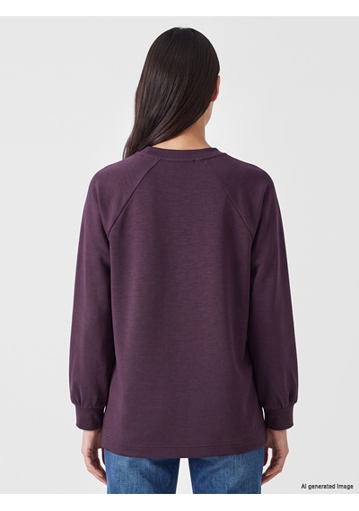 LC Waikiki Lc Waıkıkı Mürdüm Soft Touch Oversize Kadın Sweatshirt Tunik