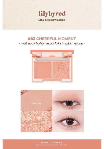 Lilybyred 2’Li Mat / Parlak Far Paleti Little Bitty Moment Shadow 03 Cheerful Moment Mat / Parlak