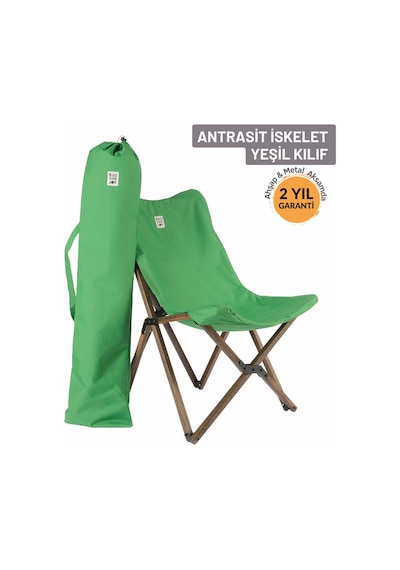 Bag The Joy Ahşap Antrasit İskelet - Yeşil Kılıf Sandalye Yeşil